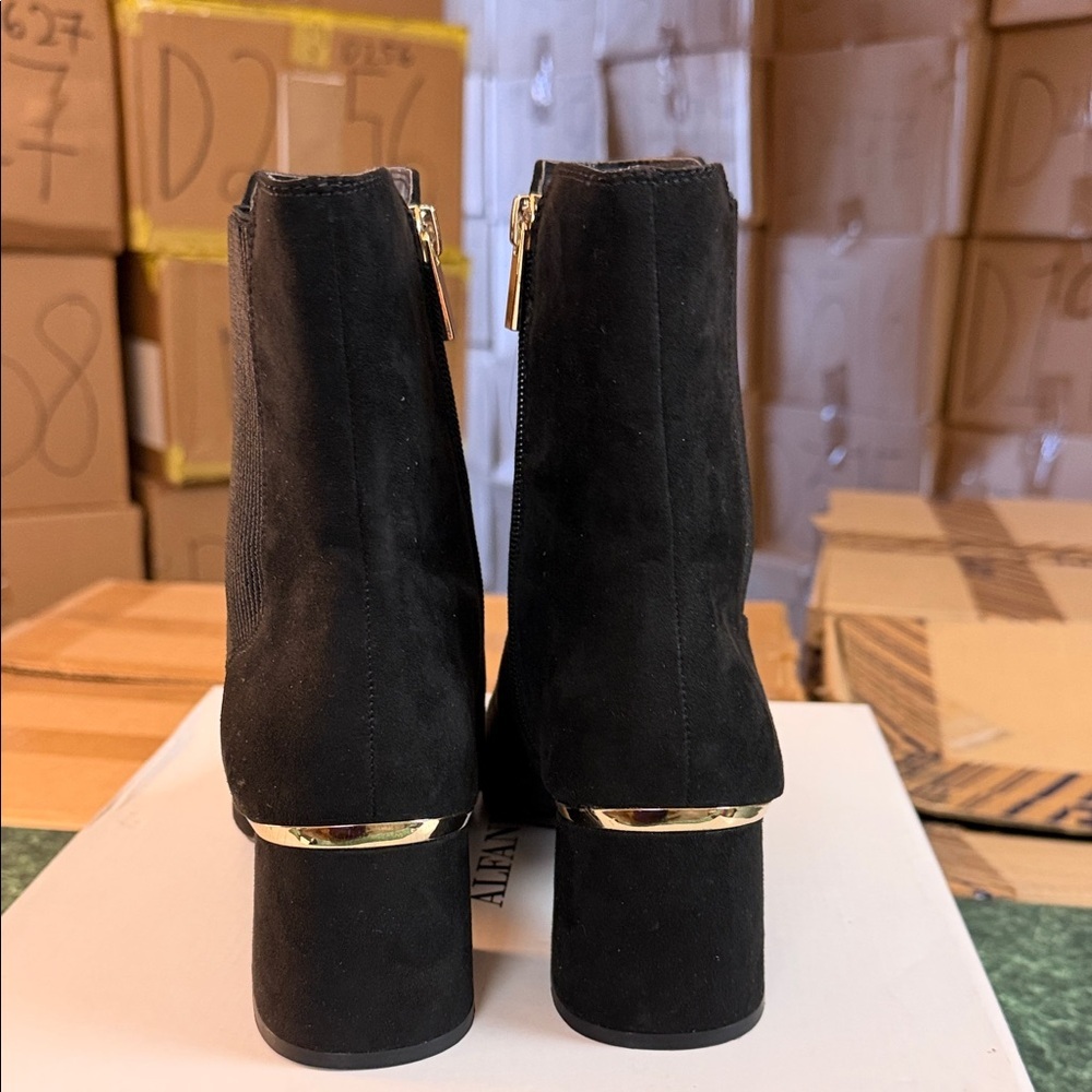 Alfani Black Suede Chelsea Block Heel Booties - Picture 4 of 6